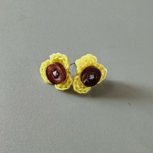 Λαμπάδα με πλεκτά σκουλαρίκια κίτρινα λουλούδια - κορίτσι, λαμπάδες, καρφωτά, για ενήλικες - 3
