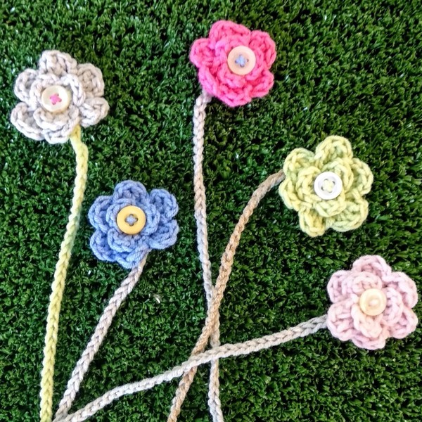 Λαμπάδα με πλεκτό λουλούδι σελιδοδείκτη - κορίτσι, λαμπάδες, σελιδοδείκτες, για ενήλικες - 2