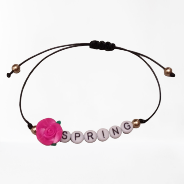 Spring Rose bracelet - charms, τριαντάφυλλο, βραχιόλια, χάντρες, χάντρες, χεριού, αυξομειούμενα
