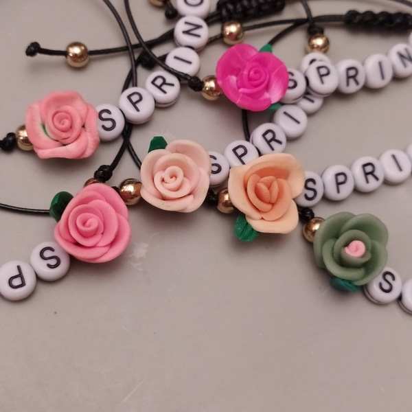Spring Rose bracelet - charms, τριαντάφυλλο, βραχιόλια, χάντρες, χάντρες, χεριού, αυξομειούμενα - 3
