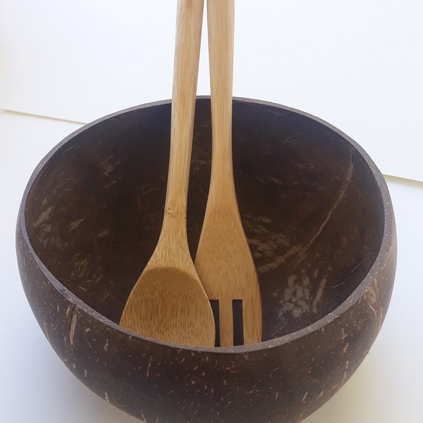 Οικολογικό, χειροποίητο σετ πιρούνι και κουτάλι bamboo - ξύλο, είδη σερβιρίσματος - 3