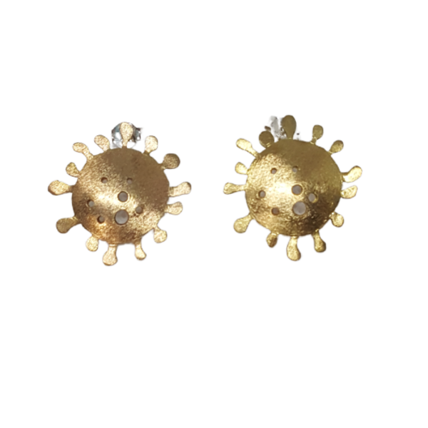 Σκουλαρίκια καρφωτά coronavirus - ορείχαλκος, καρφωτά, μικρά