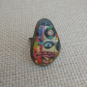 δαχτυλίδι από πέτρα μοντέρνο ρόκ με υγρό γυαλί - γυαλί, μεγάλα, αυξομειούμενα, φθηνά - 2