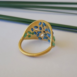 Josephine Onyx Ring-Ασημένιο Δαχτυλίδι Κεντητό - ασήμι, κεντητά, επιχρυσωμένα, μεγάλα - 5