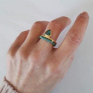 Koper Triangle Ring - Ασημένιο Δαχτυλίδι με ημιπολύτιμες πέτρες - ασήμι, ημιπολύτιμες πέτρες, τιρκουάζ - 3
