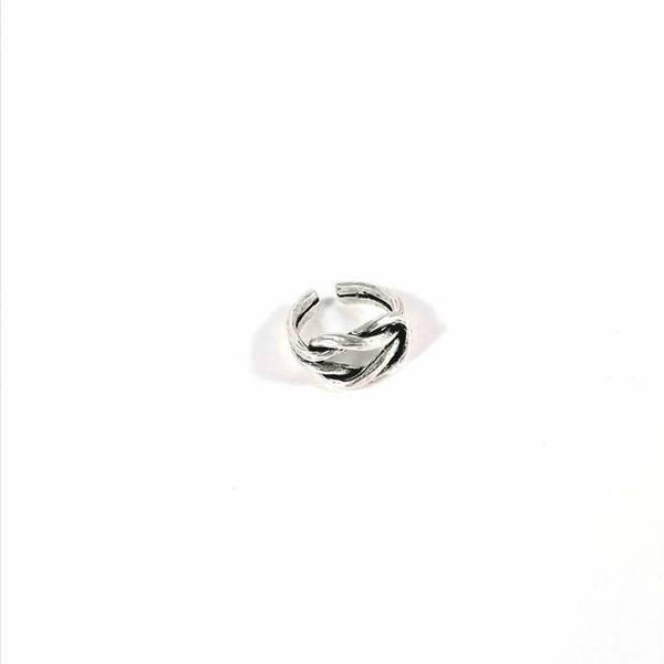 Δαχτυλίδι "Κόμπος" - statement, ορείχαλκος, επάργυρα, boho, αυξομειούμενα, φθηνά - 2