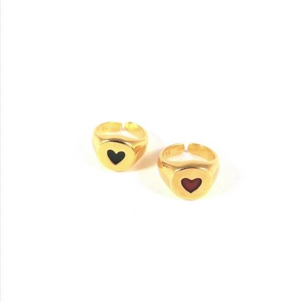 Δαχτυλίδι Chevalier "Golden Heart" - statement, chevalier, επιχρυσωμένα, καρδιά, αυξομειούμενα, φθηνά - 4