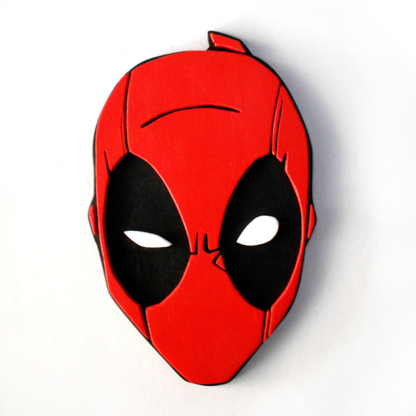Χειροποίητη ξύλινη διακοσμητική 3D μάσκα Deadpool - πίνακες & κάδρα