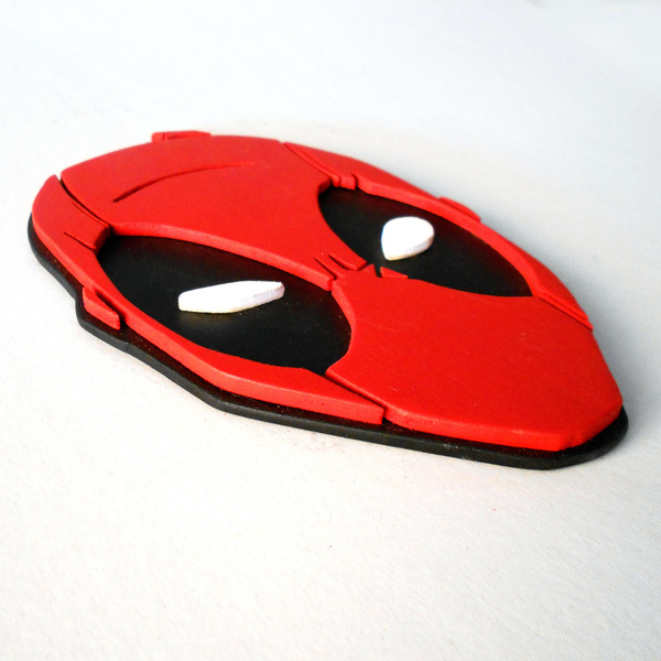 Χειροποίητη ξύλινη διακοσμητική 3D μάσκα Deadpool - πίνακες & κάδρα - 3