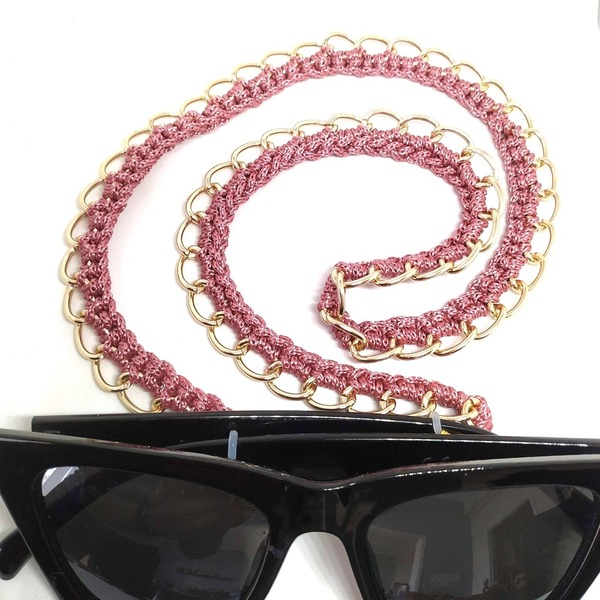 Αλυσίδα για γυαλιά πλεγμένη, σκούρο ροζ. - αλυσίδες, γυναικεία, άνοιξη