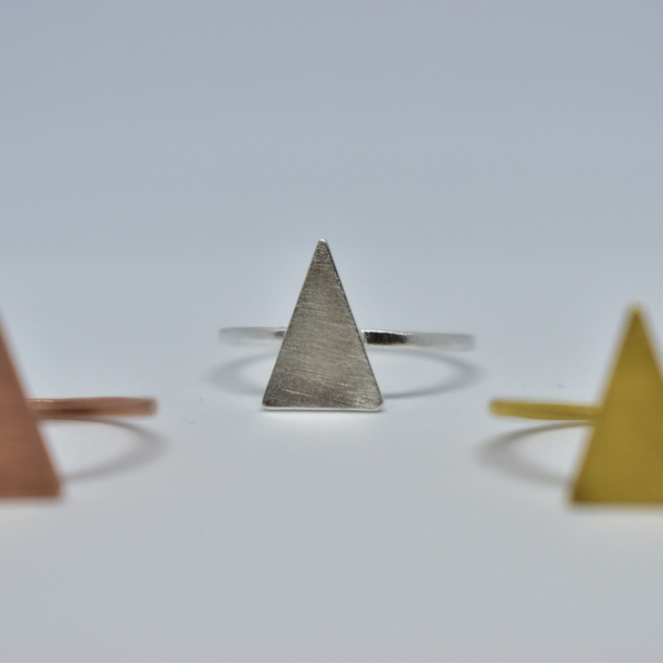 Βεράκι με τρίγωνο - ασήμι, επιχρυσωμένα, γεωμετρικά σχέδια, μικρά, boho, σταθερά, φθηνά - 2