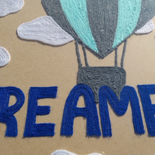 Κάδρο με νήματα "DREAMER" - πίνακες & κάδρα, διακόσμηση, αερόστατο, χειροποίητα - 2