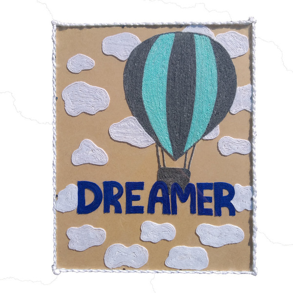 Κάδρο με νήματα "DREAMER" - πίνακες & κάδρα, διακόσμηση, αερόστατο, χειροποίητα