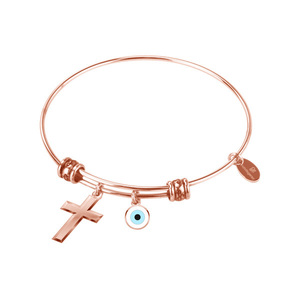 CROSS ROSEGOLD By Natalie Gersa - charms, επιχρυσωμένα, ατσάλι, χεριού, αυξομειούμενα