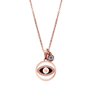 EYE NECKLACE ROSEGOLD By Natalie Gersa - επιχρυσωμένα, μάτι, ατσάλι