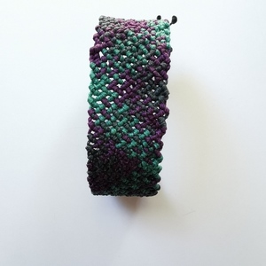 Βραχιόλι μακραμέ "6 κόμποι-μωβ πράσινο" / macrame bracelet "6 knots" - μακραμέ, κορδόνια, αυξομειούμενα, φαρδιά - 3