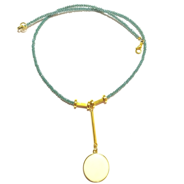 Glam teal necklace - επιχρυσωμένα, σμάλτος, κοντά, μπρούντζος, πέρλες - 2