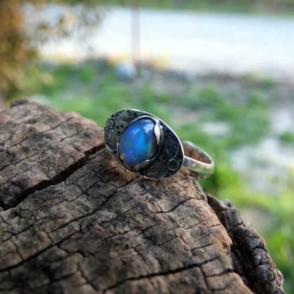 "Magic Opaal " - Χειροποίητο δαχτυλίδι από ασήμι 925 και Οπάλιo! - ασήμι, ημιπολύτιμες πέτρες, μικρά, μικρά, οπάλιο, boho, αυξομειούμενα - 5