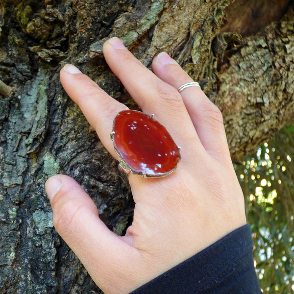 " Red light lace ring" - Χειροποίητο δαχτυλίδι με έναν υπέροχο κόκκινο Δαντελωτό Αχάτη!. - αυξομειούμενα, επάργυρα, αχάτης, πεταλούδα, ημιπολύτιμες πέτρες, φθηνά, boho - 5