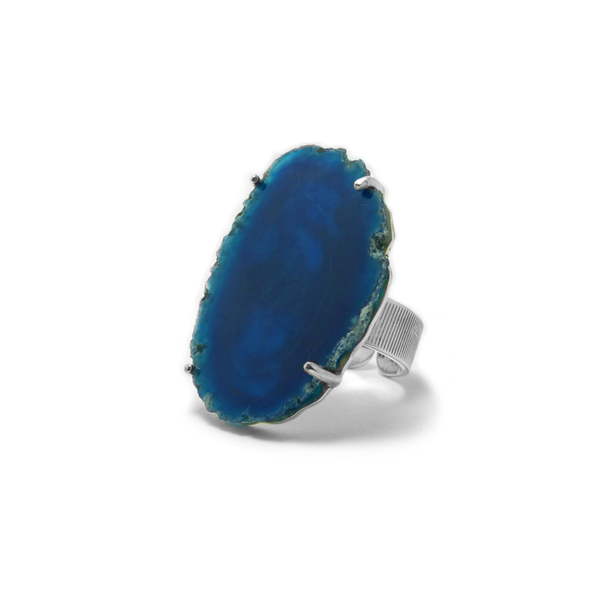 "Blue light lace riΙΙng" - Χειροποίητο δαχτυλίδι με έναν υπέροχο Γαλάζιο Δαντελωτό Αχάτη! - ημιπολύτιμες πέτρες, αχάτης, επάργυρα, boho, αυξομειούμενα, φθηνά