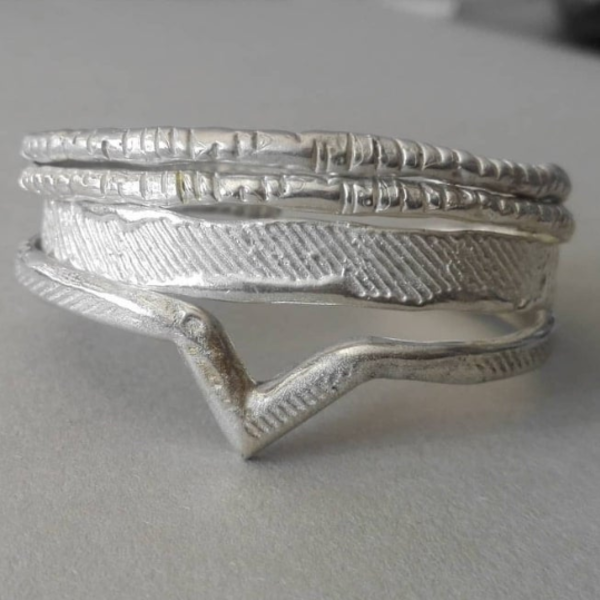 ασημένιο βραχιόλι 925 με σχημα V | sterling silver 925 bracelet with shape V - ασήμι, boho, σταθερά, χεριού, χειροπέδες - 2