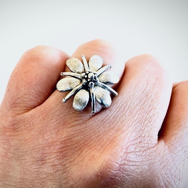 Ασημένιο χειροποίητο δαχτυλίδι/περίτεχνο λουλούδι. - ασήμι, ασήμι 925, χειροποίητα - 2