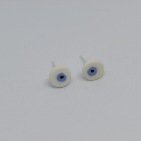 "Μάτι"- Χειροποίητα μικρά καρφωτά σκουλαρίκια από πηλό (αρζαντό) - πηλός, καρφωτά, μικρά, boho, φθηνά - 2