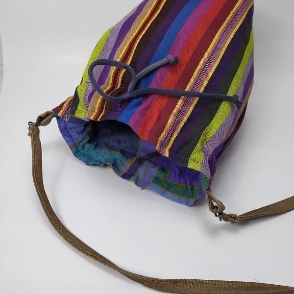 Πουγκί STRIPED έθνικ πολύχρωμο ριγέ - πουγκί, χιαστί, μεγάλες, ethnic, πάνινες τσάντες, φθηνές - 3