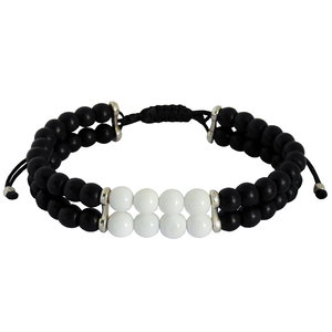 Ανδρικό βραχιόλι 2seiro onyx black & white - ημιπολύτιμες πέτρες, βραχιόλια, δώρα για άντρες - 2