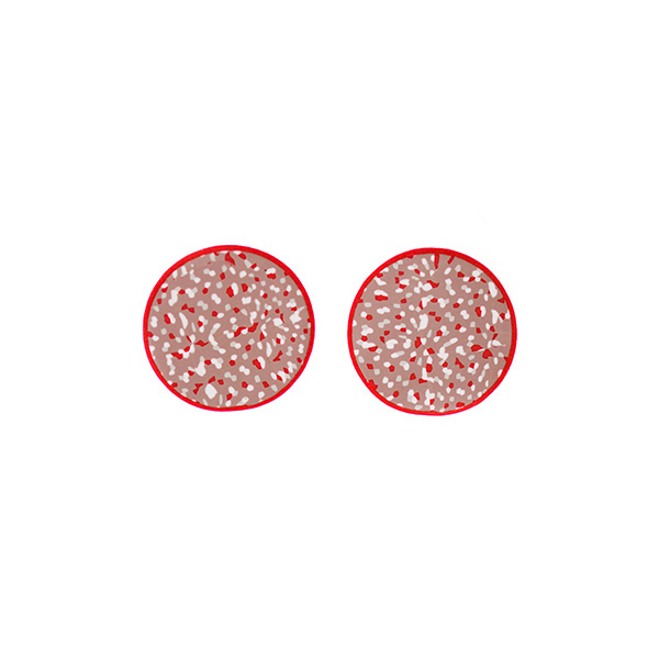 "Eros" red stud earrings - ασήμι, πηλός, καρφωτά, μικρά