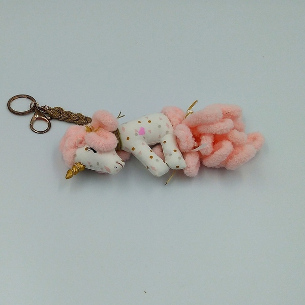 Μπρελοκακι μονοκερος 15χ7εκατοστα.λευκο με ροζ και χρυσες πιτσιλιες - παιχνίδια, μονόκερος, σπιτιού - 3