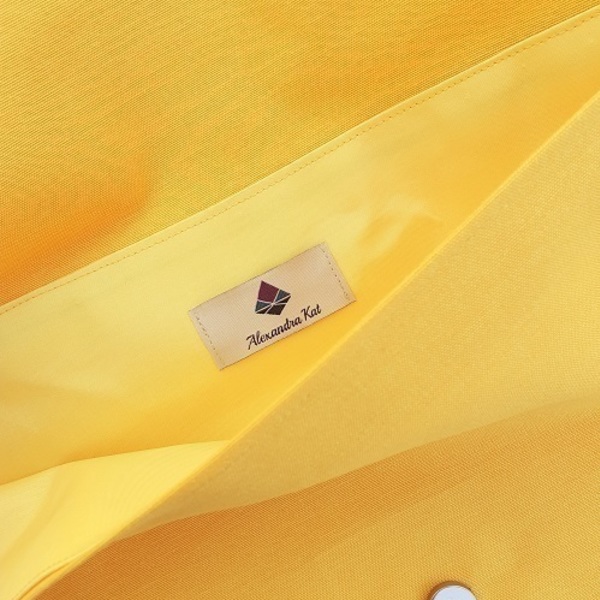 Τσάντα- φάκελος, Boho-chic style, σε έντονο κίτρινο χρώμα - ύφασμα, φάκελοι, χειρός, βραδινές, μικρές - 2