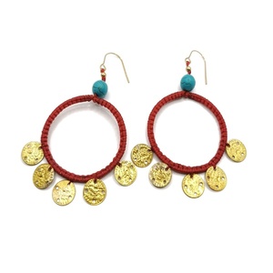 Esmeralda earrings, μακραμε σκουλαρίκια με φλουριά - φλουρί, μακραμέ, πέτρες, boho, φλουριά, ethnic, κρεμαστά, μεγάλα, γάντζος