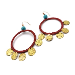 Esmeralda earrings, μακραμε σκουλαρίκια με φλουριά - φλουρί, μακραμέ, πέτρες, boho, φλουριά, ethnic, κρεμαστά, μεγάλα, γάντζος - 2