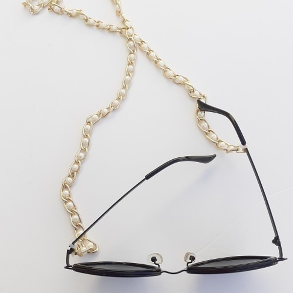 Αλυσίδα γυαλιών τύπου Σανέλ, με λευκή πέρλα - αλυσίδες - 2