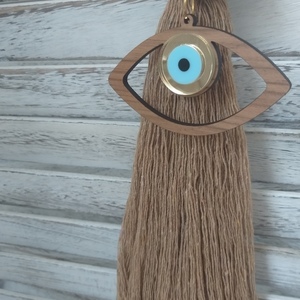 Γουρι Ματι evileye - ξύλο, με φούντες, διακόσμηση, evil eye, διακοσμητικά