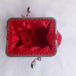 Κόκκινο Πλεκτο πορτοφόλι με μεταλλικό κούμπωμα - clutch, πορτοφόλια κερμάτων - 2