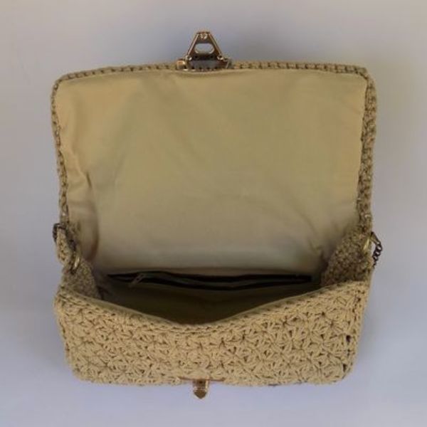 Πλεκτή τσάντα σε πλέξη γιασεμιού με βιδωτό κούμπωμα. - clutch, ώμου, πλεκτές τσάντες, μικρές - 4