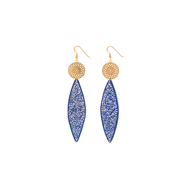 "Myth" elegant blue earrings - ασήμι, πηλός, μακριά, ατσάλι, κρεμαστά