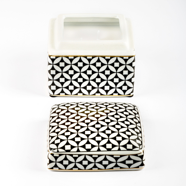 Πορσελάνινο τετράγωνο κουτί με αρωματικό φυτικό κερί - αρωματικά κεριά - 2