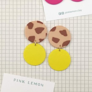 Χειροποίητα σκουλαρίκια leopard look και κίτρινο | Pink Lemon - πηλός, boho, κρεμαστά, faux bijoux - 2