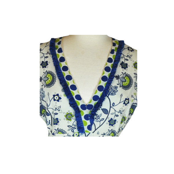 Φόρεμα maxi αμπίρ με πράσινα-μπλε λουλούδια - βαμβάκι, φλοράλ - 4