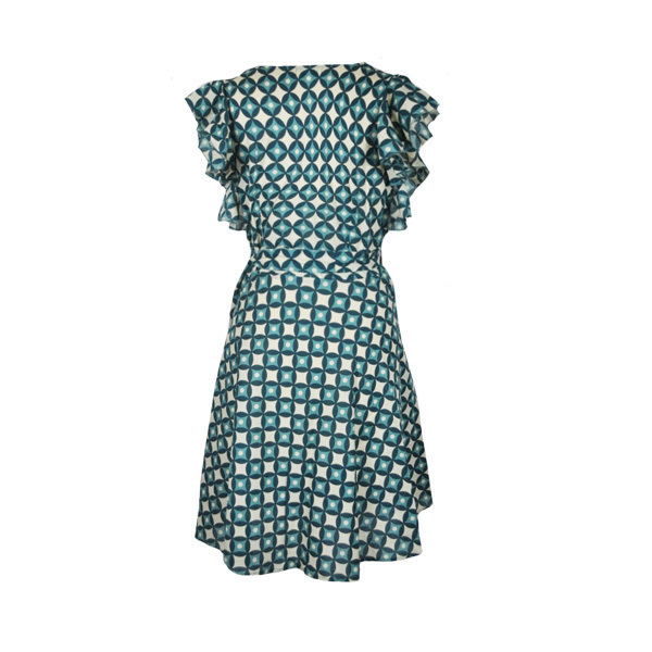Φόρεμα mini κρουαζέ με βολάν - βαμβάκι, mini, χειροποίητα - 3