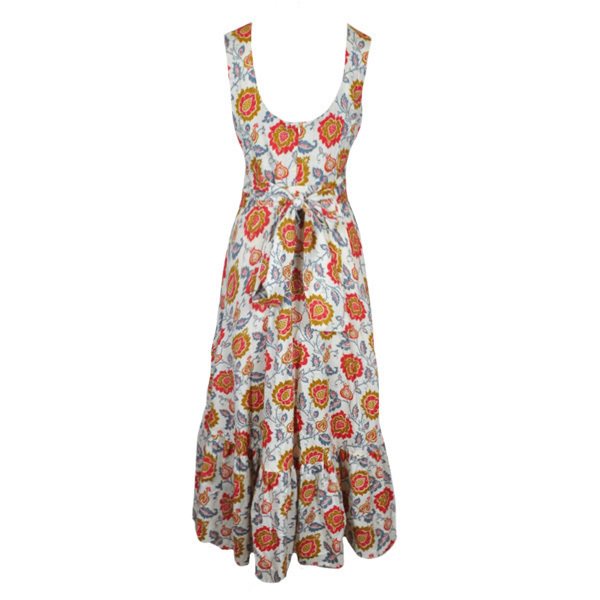 Φόρεμα 60΄s με πορτοκαλί λουλούδια - βαμβάκι, midi, χειροποίητα, φλοράλ - 3