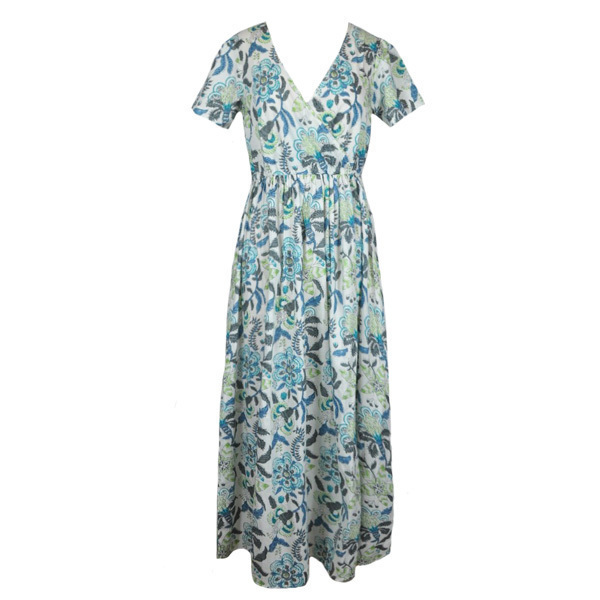Φόρεμα maxi άλφα γραμμή με λουλούδια - βαμβάκι, χειροποίητα, φλοράλ