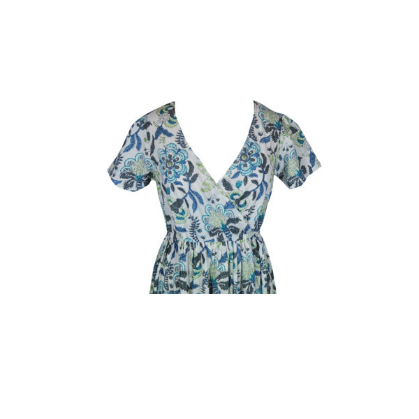 Φόρεμα maxi άλφα γραμμή με λουλούδια - βαμβάκι, χειροποίητα, φλοράλ - 4