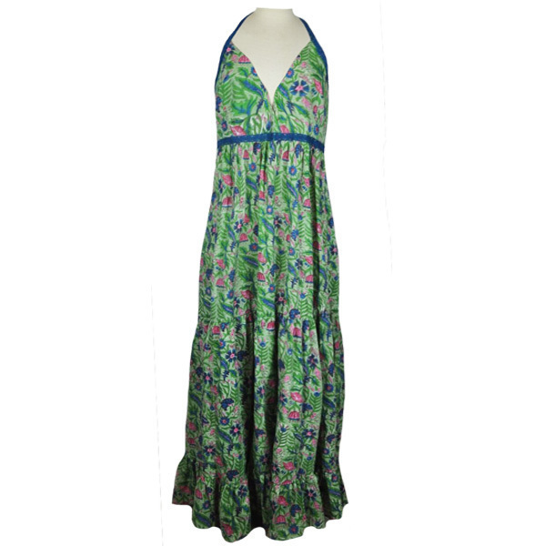 Φόρεμα αμάνικο, maxi με ανοιχτή πλάτη - βαμβάκι, αμάνικο, φλοράλ
