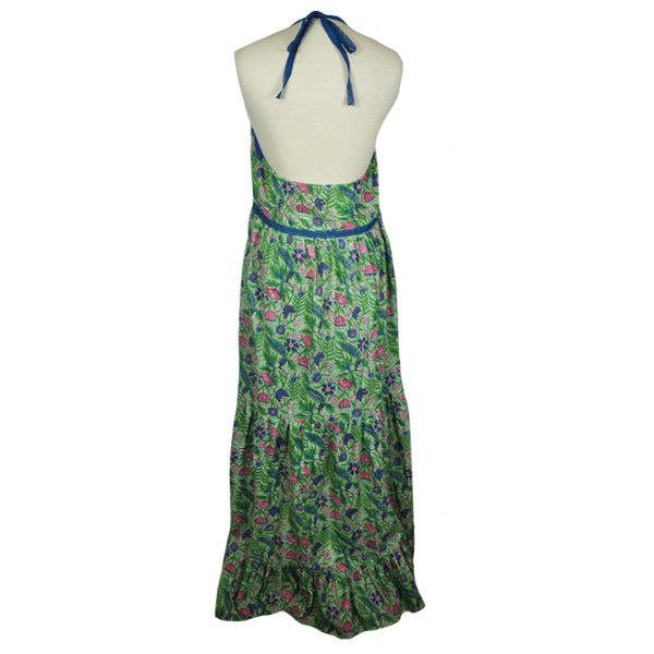 Φόρεμα αμάνικο, maxi με ανοιχτή πλάτη - βαμβάκι, αμάνικο, φλοράλ - 3