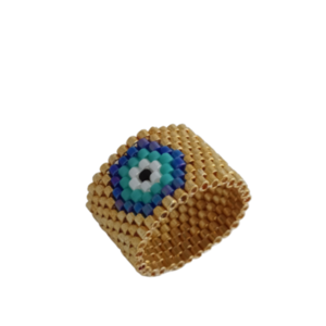 Boho chic, evil eye, miyuki ring - μάτι, miyuki delica, boho