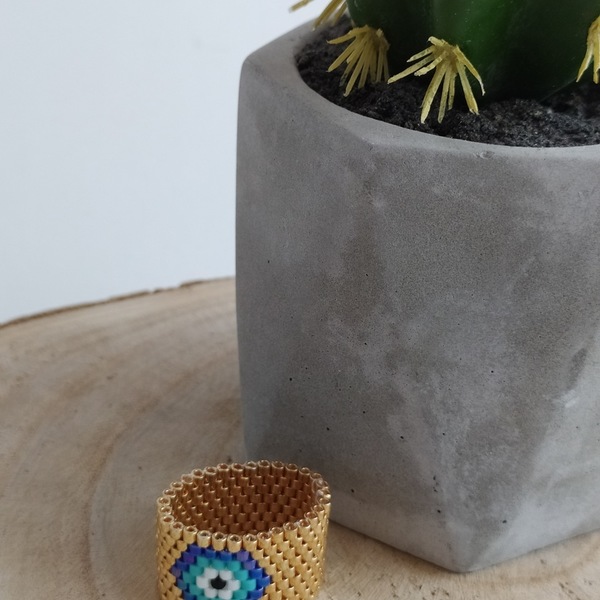 Boho chic, evil eye, miyuki ring - μάτι, miyuki delica, boho - 3